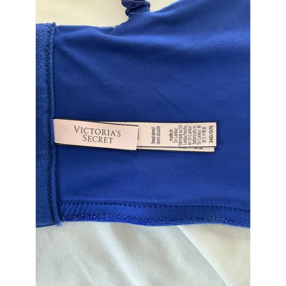 Victorias Secret Body by Victoria Lined DEMI Bra Blue Sparkle Velvet 34D - Picture 6 of 6